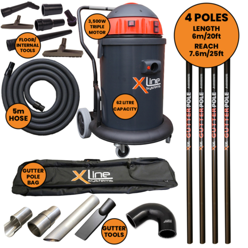 20ft 6m 4 Pole Gutter Vacuum System + Black Spec