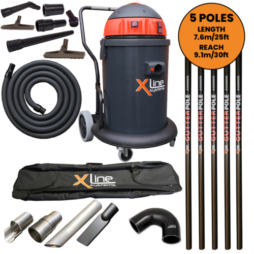25 foot 5x Carbon Pole Gutter Vacuum System