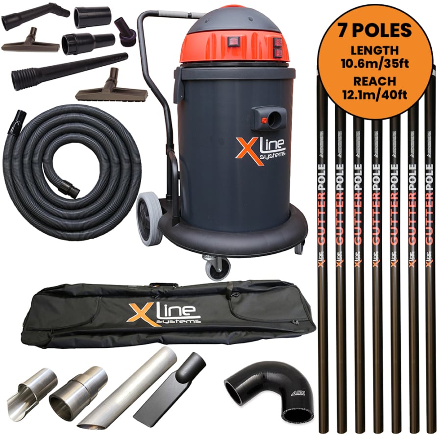Xline 3500w Gutter Vacuum + 35ft (10.6m) Carbon Poles Complete