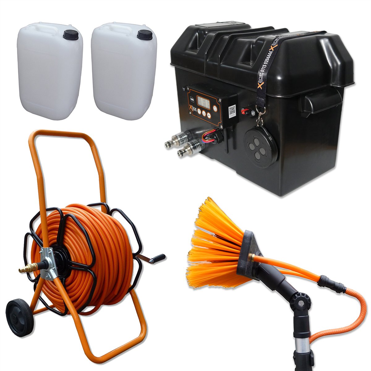 Window Cleaning Portable Pump Box + 18ft Pole Bundle Xline Systems