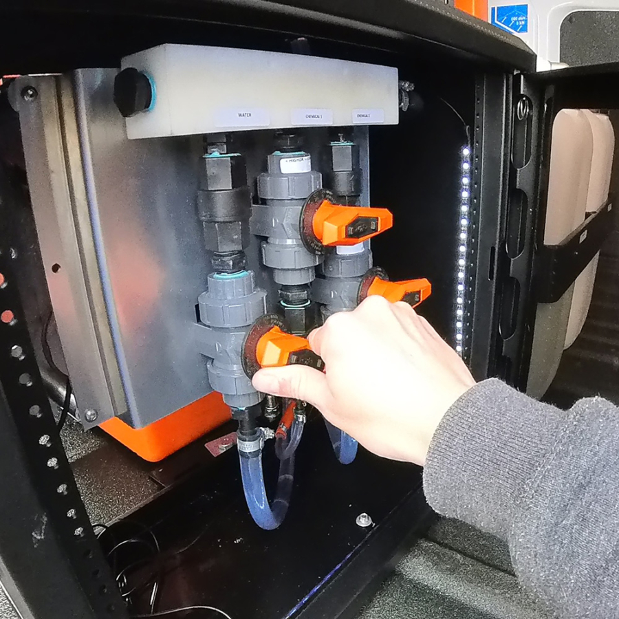 SoftWashing Mixing Valve Station in Use
