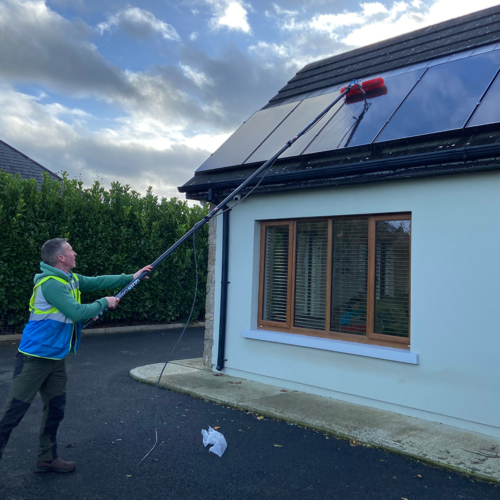 Solar Panel Cleaning with a Rotating Brush Pole