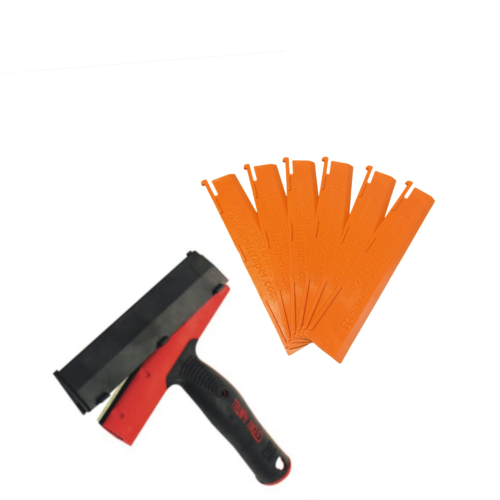 Plastic Solar Scraper Blades (Pack of 6) + Plastic Handle (Fits to Pole)