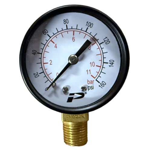 ﻿Pressure Gauge 0-160-PSI - 0-11-Bar - Bottom Entry